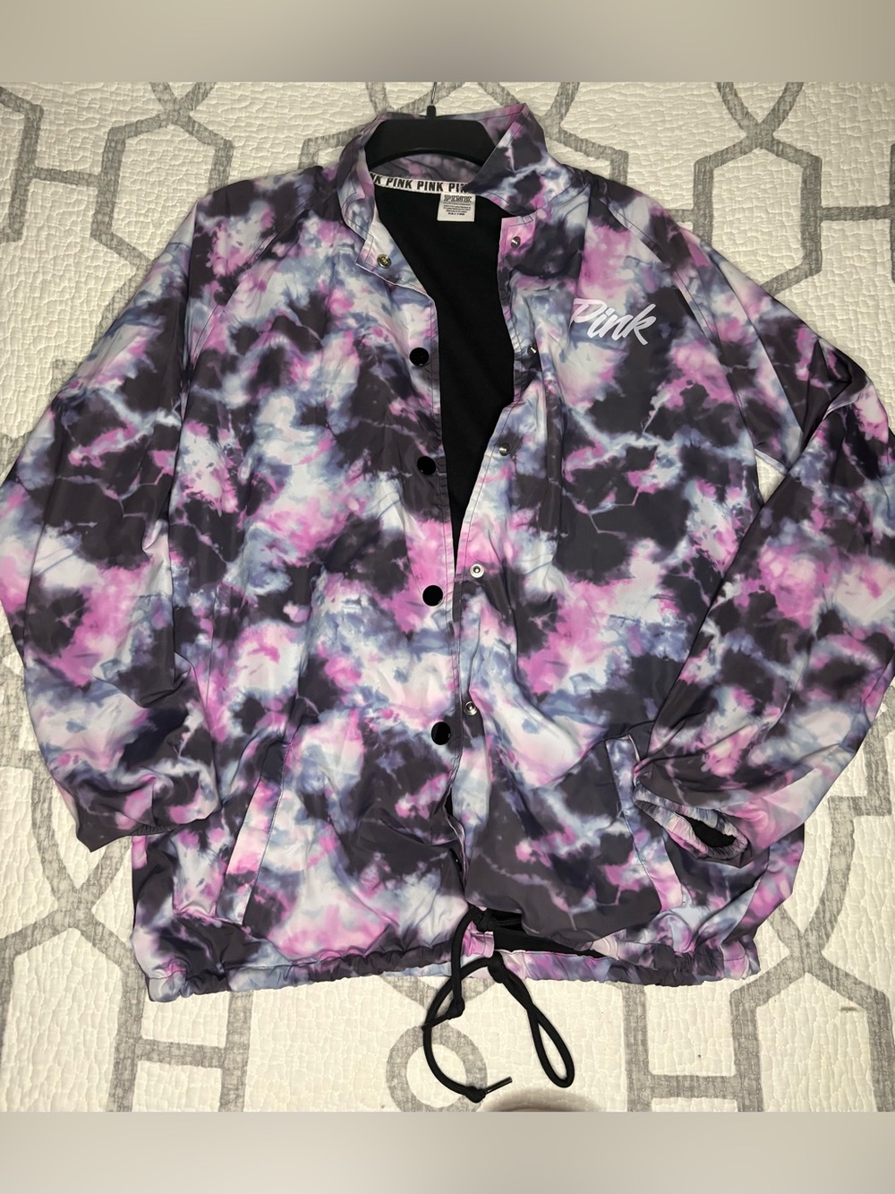 Victoria’s Secret PINK Tie-Dye Windbreaker 1986 LOVE PINK Jacket - Lavender
